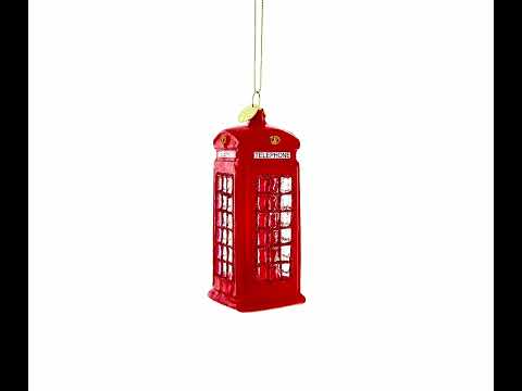 Red Telephone Booth in London, United Kingdom Glass Christmas Ornament