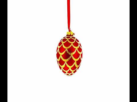 1900 Pine Cone In Red Royal Egg Glass Ornament 4 Inches