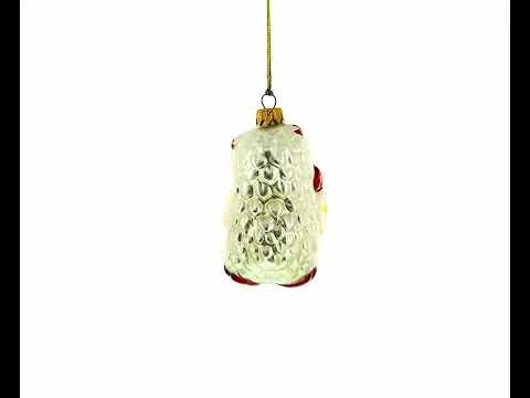 Adorno navideño de cristal en miniatura con forma de búho tocando el violonchelo