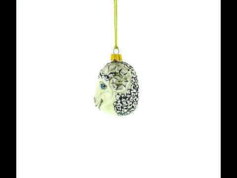 Ram Head with Blue Eyes Glass Christmas Ornament