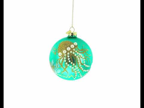 Ocean Jellyfish and Coral Teal Glass Ball Christmas Ornament