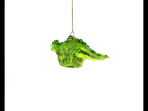 Green Dinosaur with Beads Glass Christmas Ornament