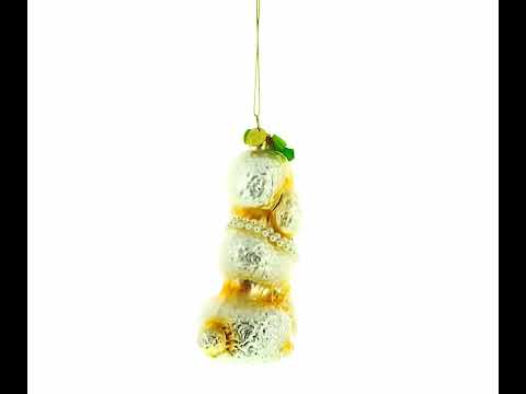 Pudel mit grüner Schleife, Weihnachtsschmuck aus Glas