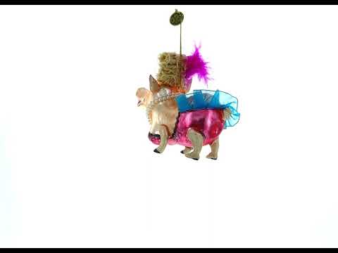 Fashion-Forward Pig Glass Christmas Ornament