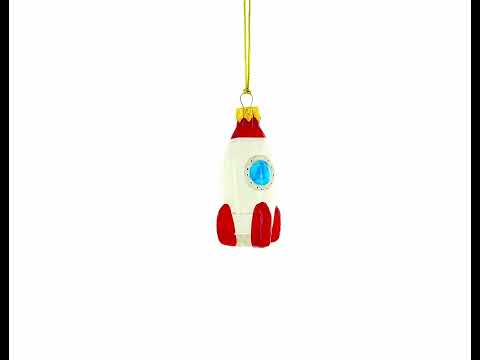 Space Rocket Glass Christmas Ornament