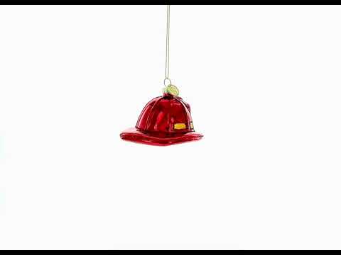 Firefighter’s Red Helmet Glass Christmas Ornament
