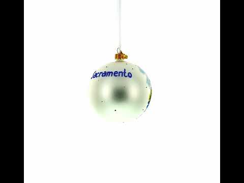 Skyline of Sacramento, California Glass Ball Christmas Ornament 4 Inches
