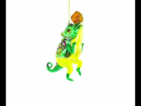Chameleon Lizard Glass Christmas Ornament