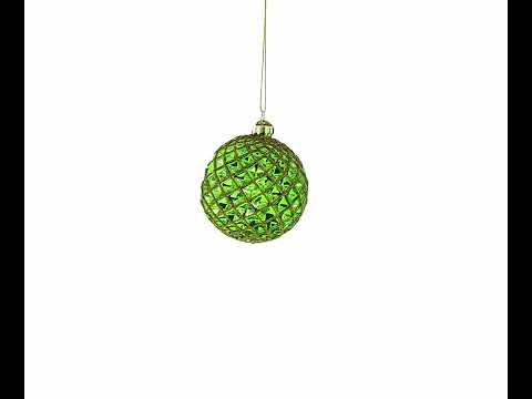 Green Starburst Indent Glass Christmas Ornament