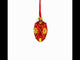Red with Gold Floral and Jewel Accents Mini Glass Egg Ornament 2.9 Inches