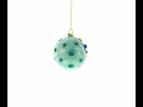 Astronaut on a Moon Blown Glass Christmas Ornament