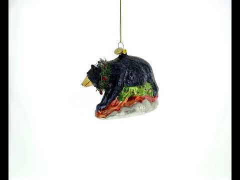 Black Bear Glass Christmas Ornament
