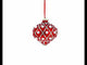 Pearl on Diamond Grid on Red Onion-Shape Finial Glass Christmas Ornament