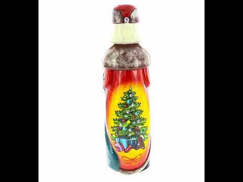 Handgeschnitzter ukrainischer Weihnachtsmann mit Laterne, massive Holzfigur, 28 cm