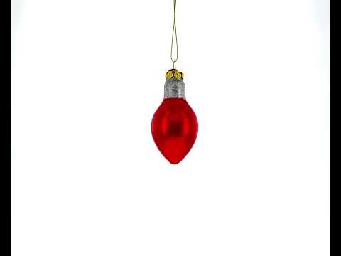 Red Festive Light Bulb Glass Christmas Ornament