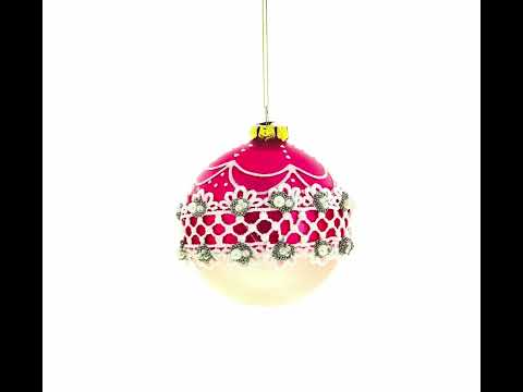 Elegant Laced Pink Glass Christmas Ornament