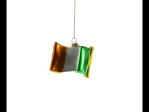 Waving Flag of Ireland Glass Christmas Ornament
