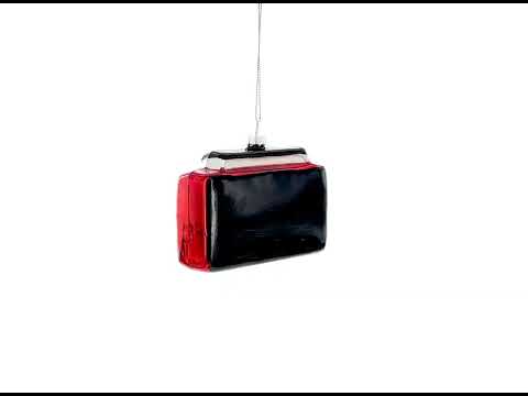 Retro Red Boombox Glass Christmas Ornament