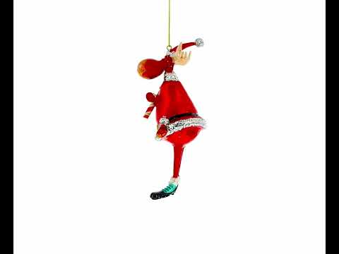 Chubby Moose Glass Christmas Ornament