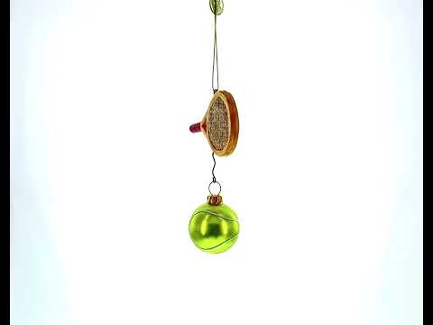 Tennis Racket and Ball Glass Christmas Ornament