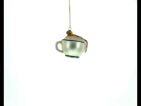 Steaming Cappuccino Cup Glass Christmas Ornament