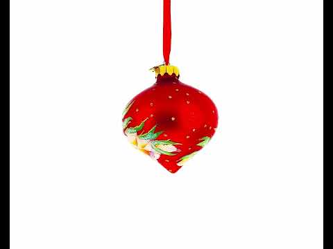 Adorno navideño de cristal con remate en forma de cebolla y flores de narciso