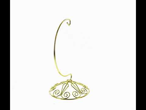 Expositor de adornos con base de espiral de alambre dorado curvo de 18 cm (Taiwán)