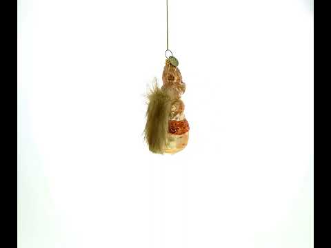 Squirrel on Acorn Glass Christmas Ornament