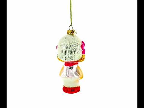 Toddler Girl With Pacifier Glass Christmas Ornament