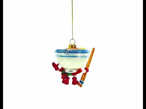 Adorno navideño de cristal con forma de cuenco de ramen y palillos
