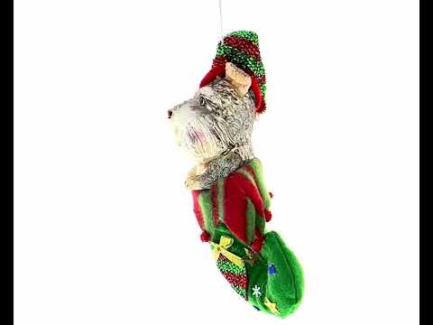 Puppy in Stocking Glass Christmas Ornament