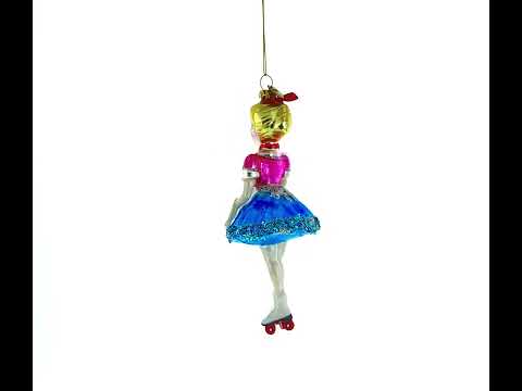 Adorno navideño de cristal con una camarera llevando comida
