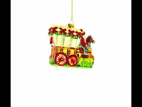 Weihnachtsmann mit Festwagen, Christbaumschmuck aus Glas