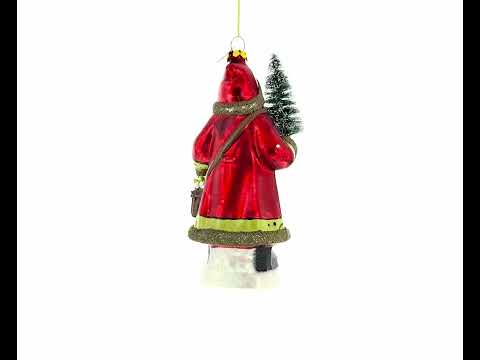 Weihnachtsmann mit Tannenbaum, Glas-Weihnachtsornament