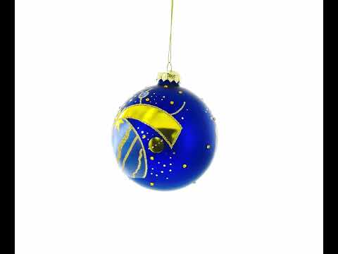 Blue Celestial Planets and Shooting Star Glass Ball Christmas Ornament
