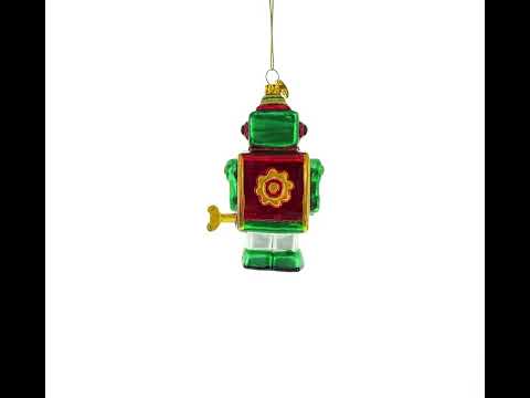 Robot-Drummer Glass Christmas Ornament