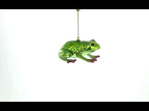 Green Frog Glass Christmas Ornament