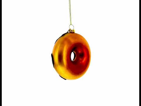 Weihnachtsschmuck aus Glas in Form eines mit Schokolade überzogenen Donuts
