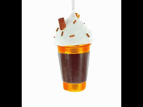 Pumpkin Spice Coffee Drink with Whipped Cream Glass Christmas Ornament