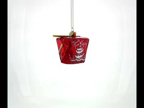 Adorno navideño de cristal con comida china para llevar