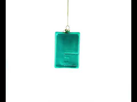Adorno navideño de cristal con calculadora azul