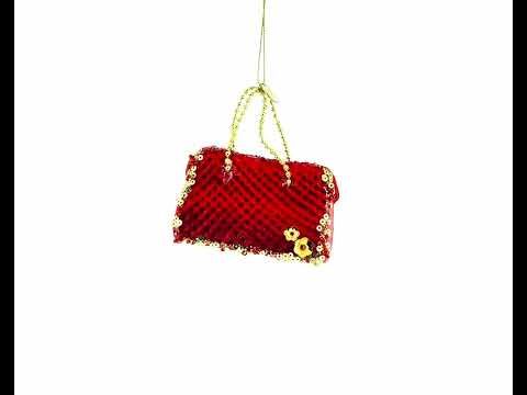 Red Purse Glass Christmas Ornament