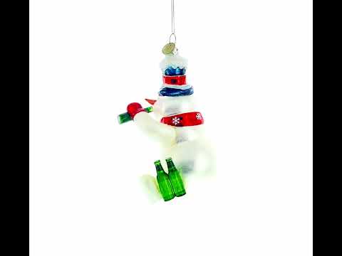 Snowman Bartender Glass Christmas Ornament