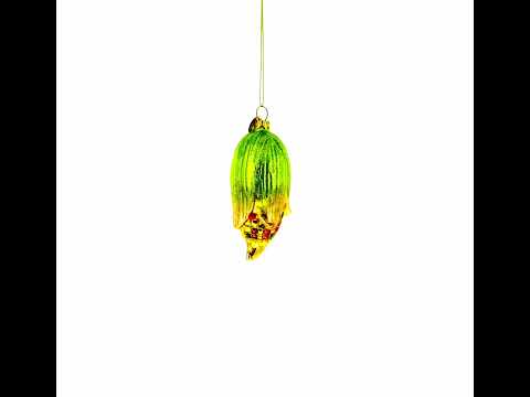 Golden Corn on the Cob Blown Glass Christmas Ornament