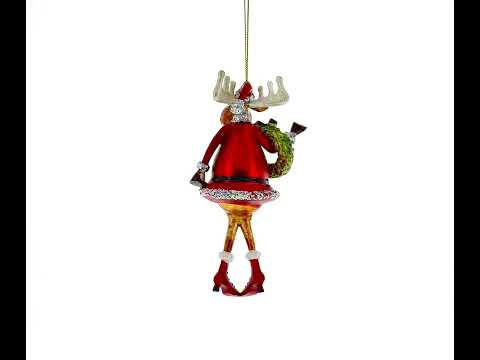 Rentier-Dame mit Kranz, Weihnachtsschmuck aus Glas