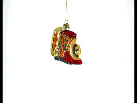 Cowboy Boots and Hat Glass Christmas Ornament