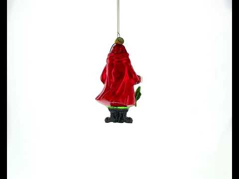 Angler Santa with Catch of the Day Glass Christmas Ornament