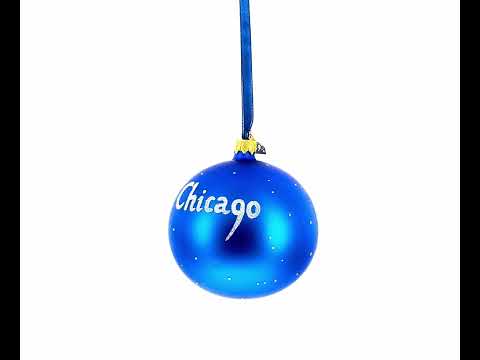 Adorno navideño de bola de cristal con reflejos de Chicago por la noche, 4 pulgadas