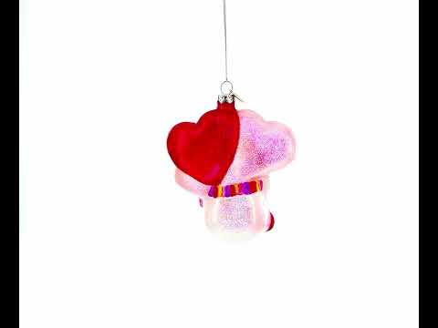 Adorable muñeco de nieve rosa como adorno navideño de cristal para el primer bebé