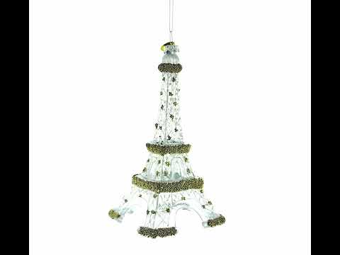 Iconic Eiffel Tower, Paris Glass Christmas Ornament